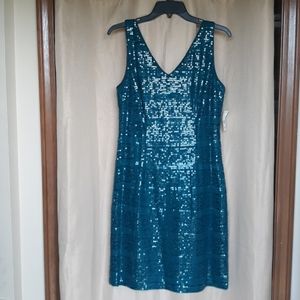 NWT SD Collection Teal Sequin Lace Dress
